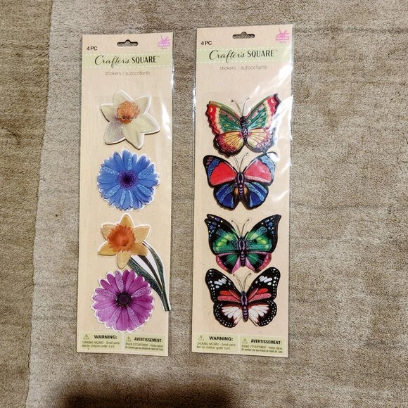 x2 Crafter's Square Stickers Autocollant Butterflies & Flowers Large Bundle lot - Picture 1 of 16
